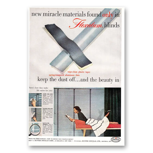 1952 Hunter Douglas Flexalum Blinds Vintage Magazine Print Ad