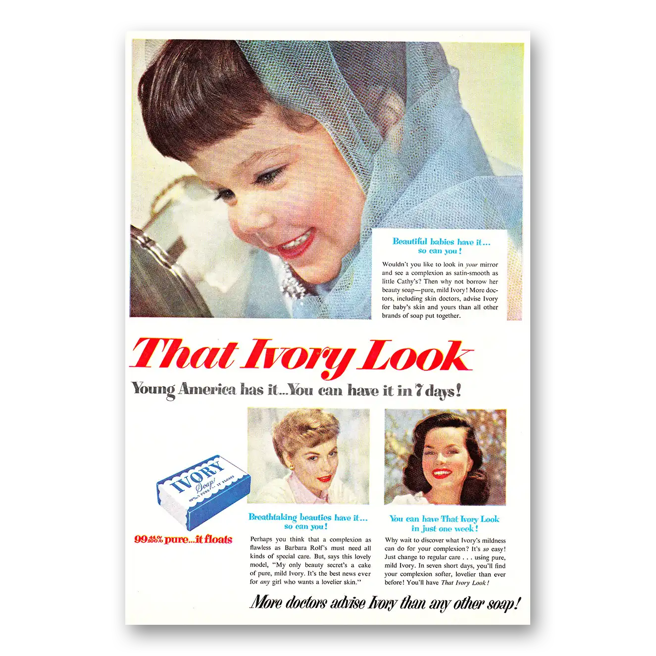 1952 Ivory Soap Beautiful Babies Have It Vintage Magazine Print Ad