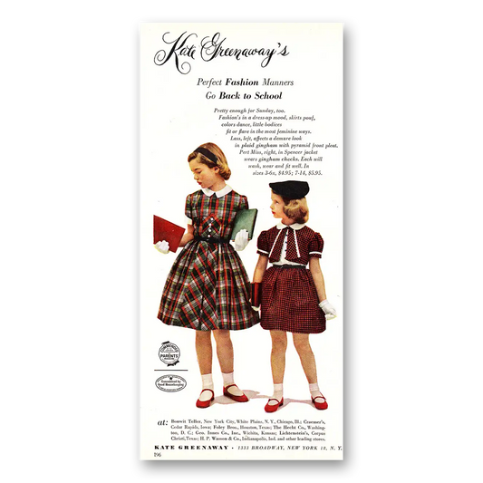 1952 Kate Greenaway Fashion Manners Go Back to School Vintage Magazine Print Ad