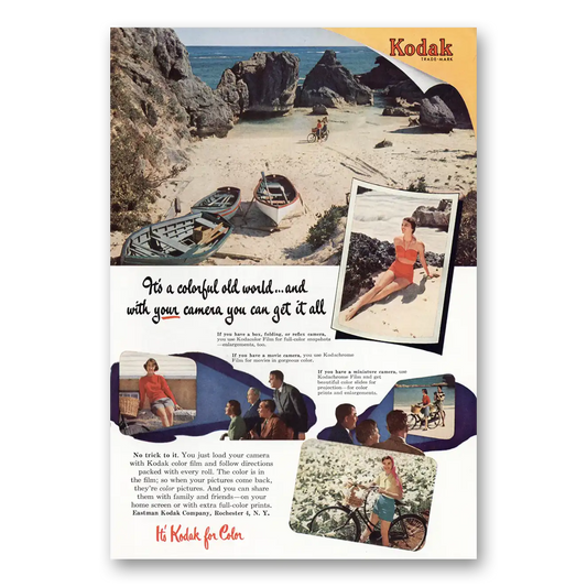 1952 Kodak Film Colorful Old World Vintage Magazine Print Ad