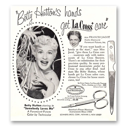 1952 La Cross Nail Care Betty Hutton Vintage Magazine Print Ad