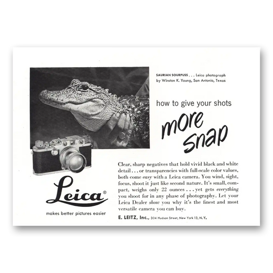 1952 Leica Cameras Saurian Sourpuss Vintage Magazine Print Ad