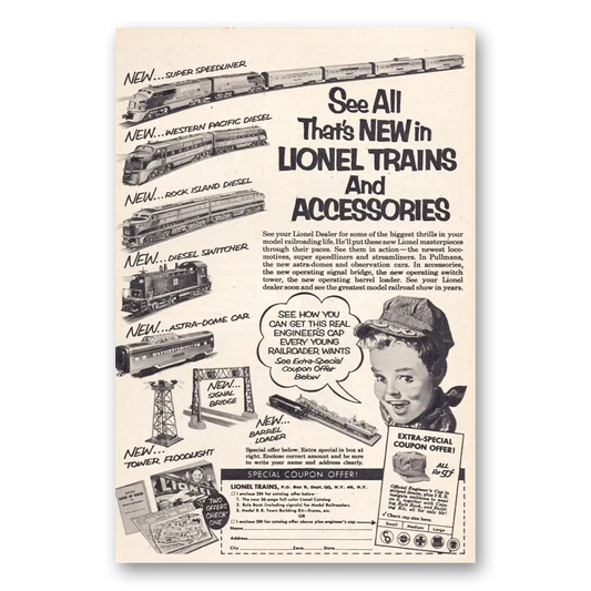 1952 Lionel Trains All Thats New in Lionel Trains Vintage Magazine Print Ad