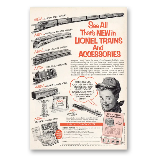 1952 Lionel Trains All Thats New Vintage Magazine Print Ad