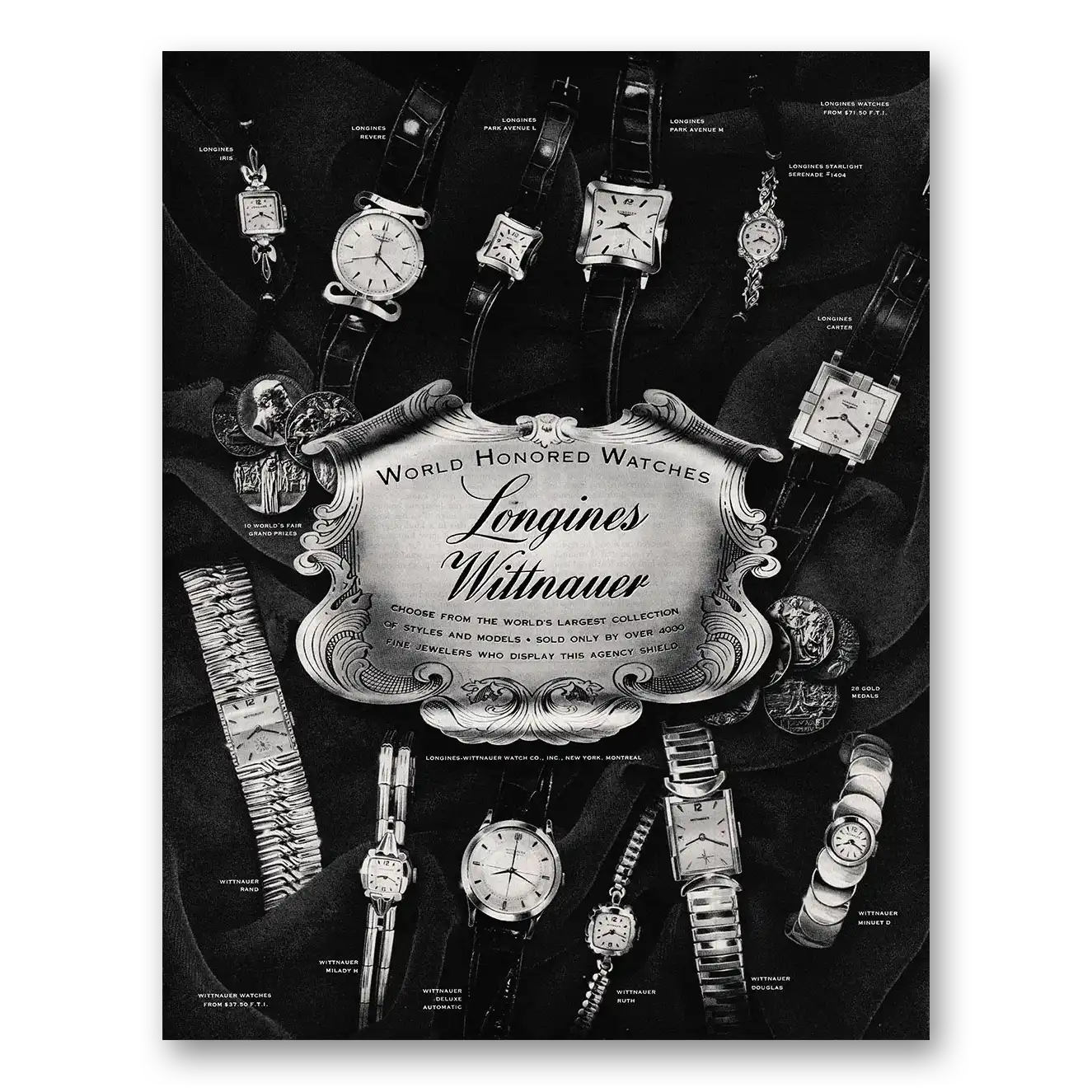 1952 Longines Wittnauer World Honored Watches Vintage Magazine Print Ad