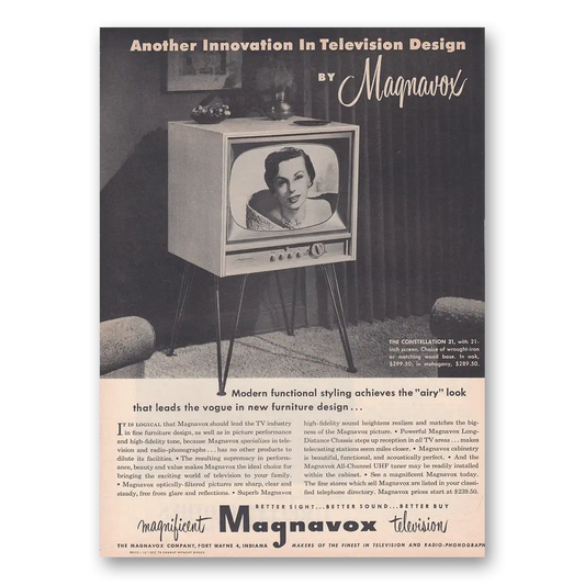 1952 Magnavox Television Another Innovation in Television Vintage Magazine Print Ad