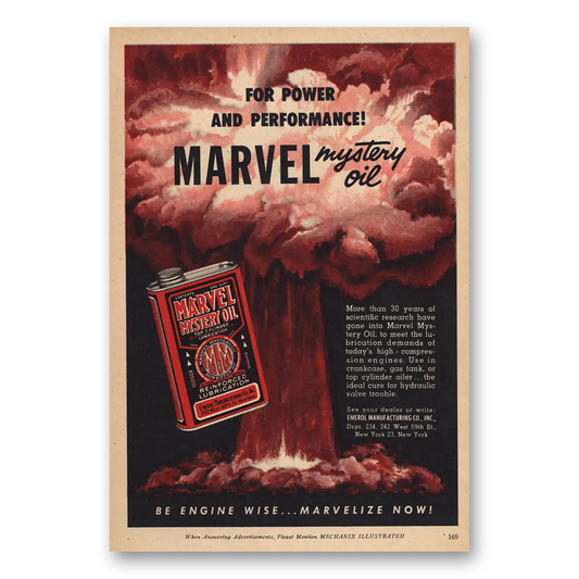 1952 Marvel Mystery Oil Power and Performance Vintage Magazine Print Ad