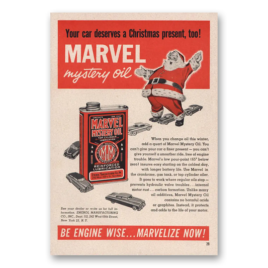 1951 Marvel Mystery Oil Car Deserves Christmas Present Vintage Magazine Print Ad