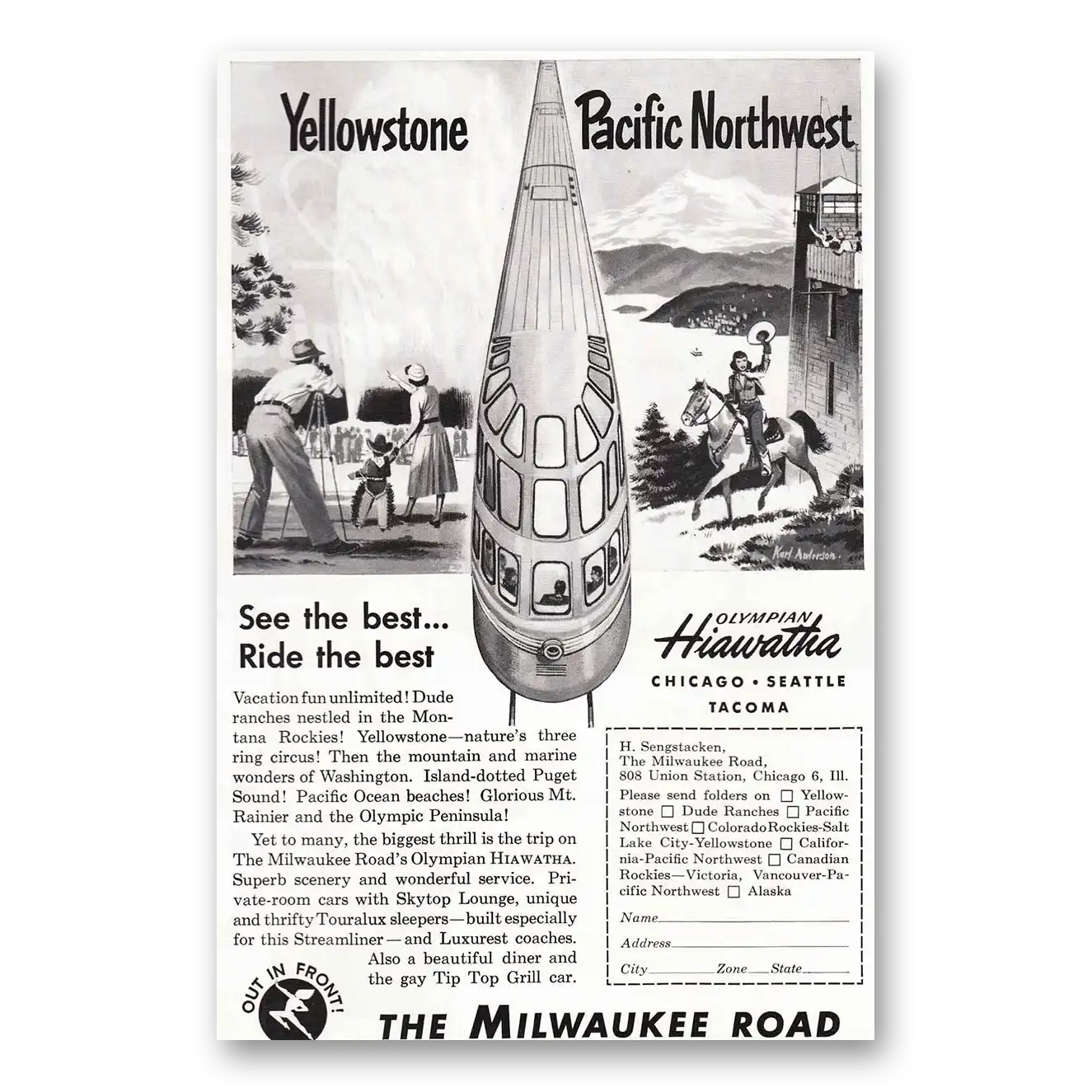 1952 Milwaukee Road Olympian Hiawatha Vintage Magazine Print Ad