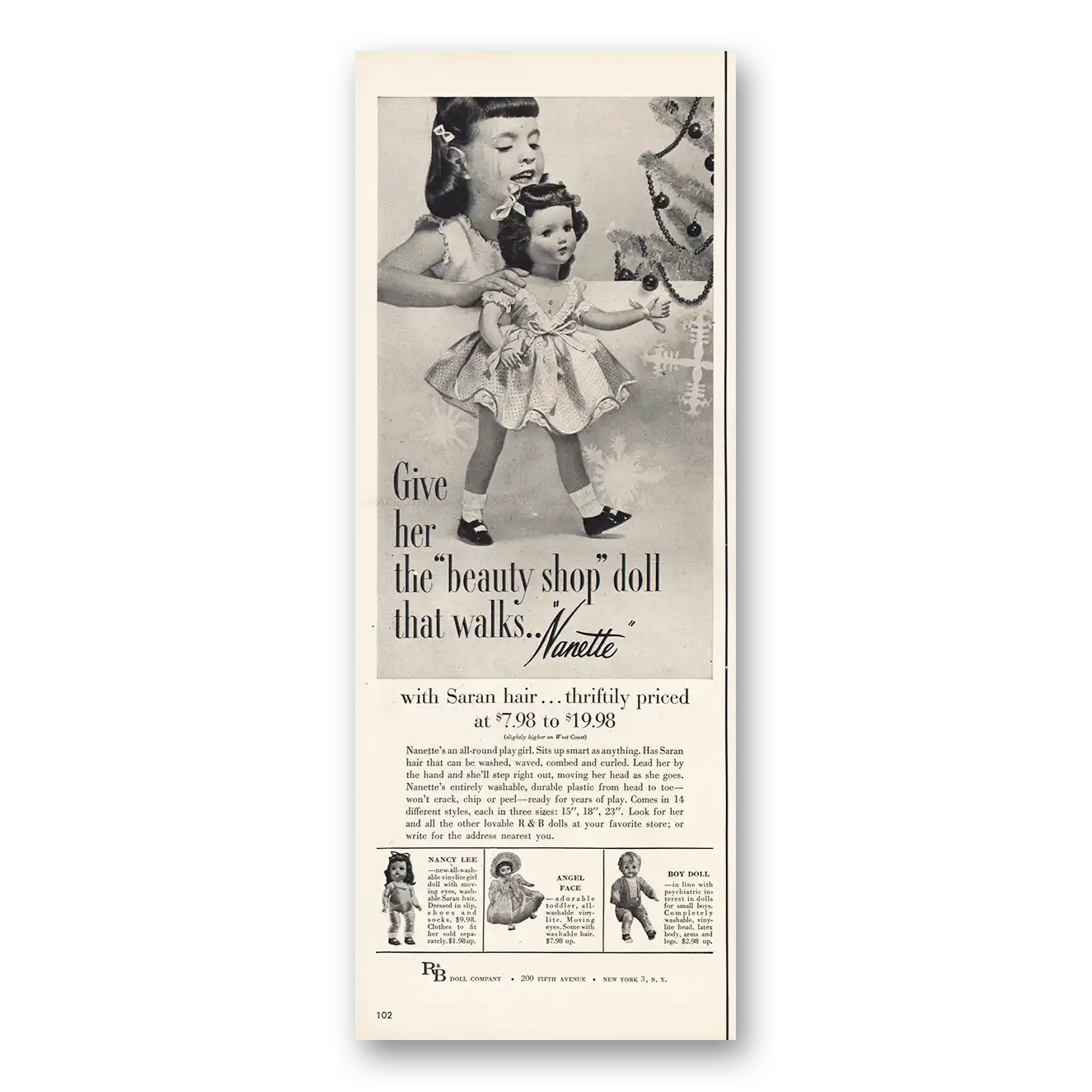 1952 R&B Doll Company Nanette Beauty Shop Doll Vintage Magazine Print Ad