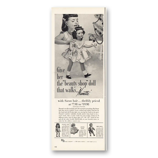 1952 R&B Doll Company Nanette Beauty Shop Doll Vintage Magazine Print Ad
