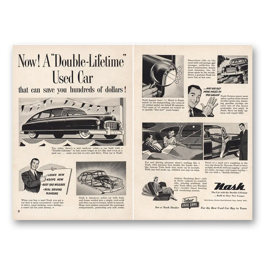 1952 Nash Motors 1Double Lifetime Used Car Vintage Magazine Print Ad