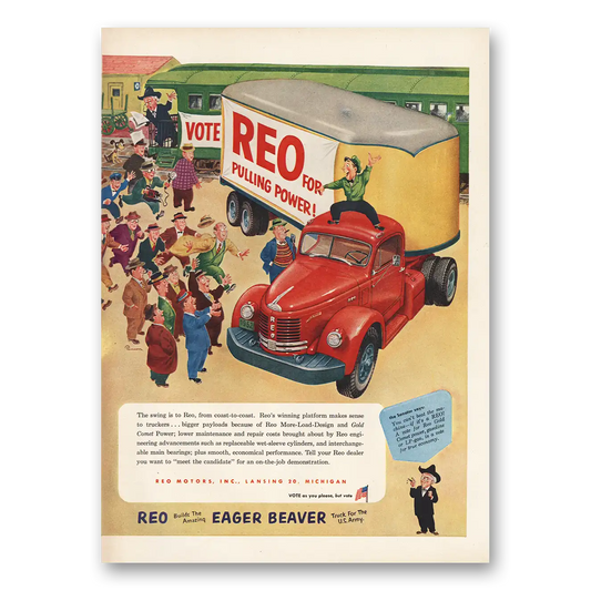 1952 Reo Trucks Eager Beaver Pulling Power Vintage Magazine Print Ad