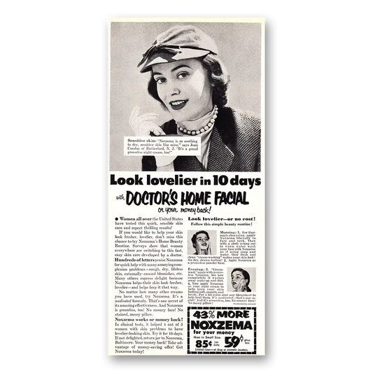 1952 Noxzema Look Lovelier In 10 Days Vintage Magazine Print Ad