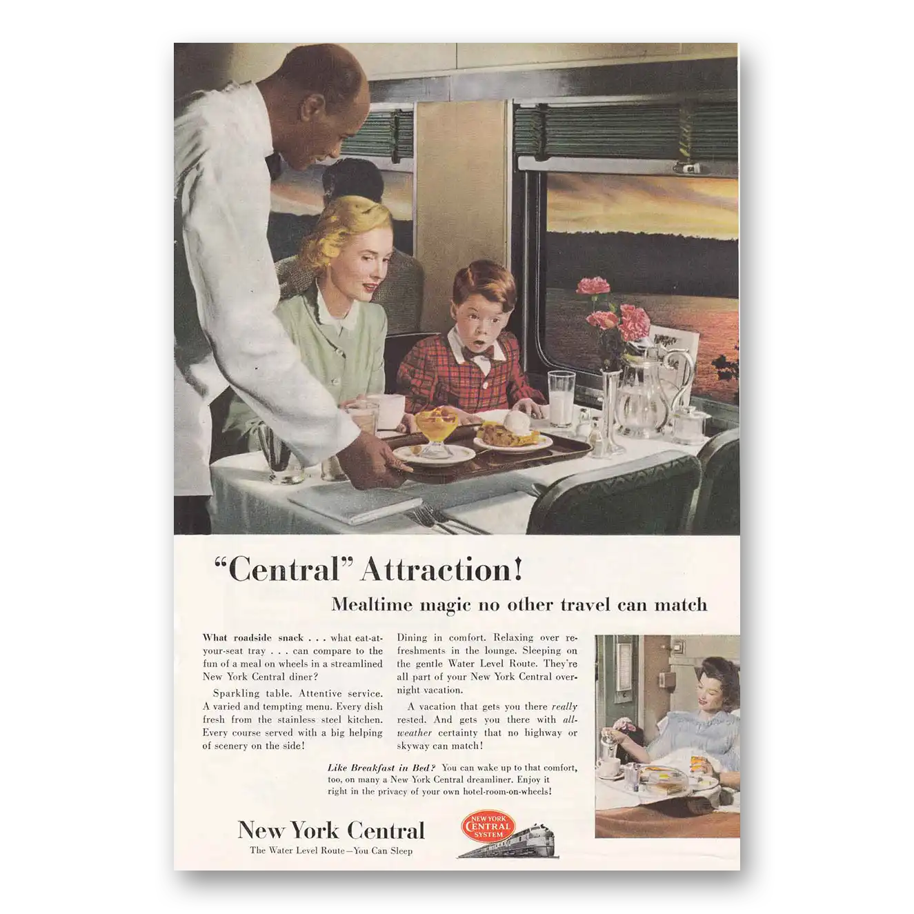 1952 New York Central Central Attraction Vintage Magazine Print Ad