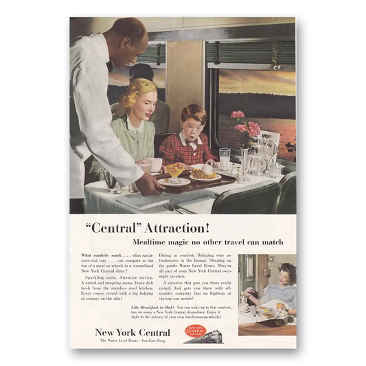 1952 New York Central Central Attraction Vintage Magazine Print Ad