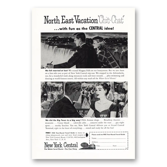 1952 New York Central Chit Chat With Fun Central Idea Vintage Magazine Print Ad