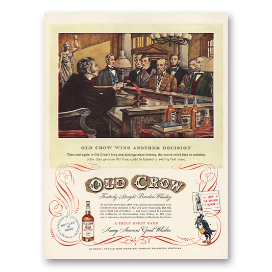 1952 Old Crow Wins Another Decision Vintage Magazine Print Ad
