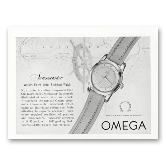 1952 Omega Seamaster Watch Finest Water Resistant Watch Vintage Magazine Print Ad