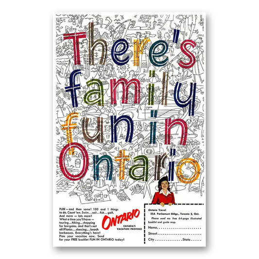 1952 Ontario Canada Theres Family Fun in Ontario Vintage Magazine Print Ad