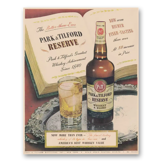 1948 Park & Tilford Reserve Now Even Richer Vintage Magazine Print Ad