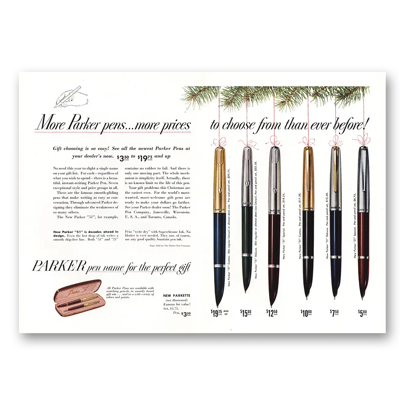 1952 Parker 51 Pen More Parker Pens More Prices Vintage Magazine Print Ad