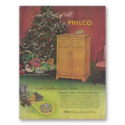 1952 Philco Television Golden Grid Tuner Vintage Magazine Print Ad