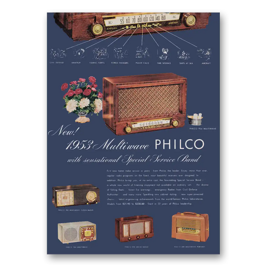 1952 Philco Radio Multiwave Special Service Band Vintage Magazine Print Ad