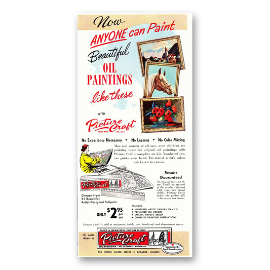 1952 Picture Craft Now Anyone Can Paint Vintage Magazine Print Ad