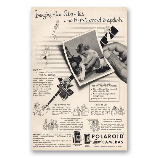 1952 Polaroid Land Camera Imagine Fun Like This Vintage Magazine Print Ad