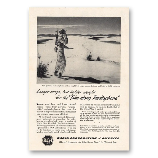 1952 RCA Radios Take Along Radiophone Vintage Magazine Print Ad