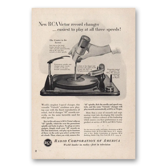 1952 RCA Victor Easiest to Play Vintage Magazine Print Ad