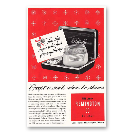 1952 Remington Electric Shavers For the Man Vintage Magazine Print Ad