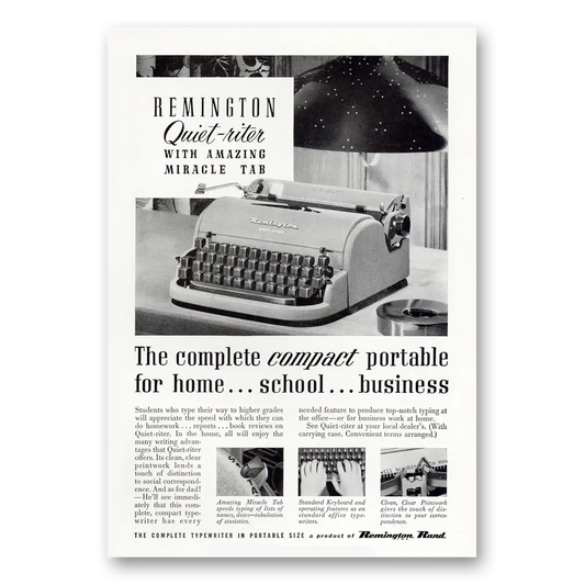 1952 Remington Typewriter Quietriter Typewriter Amazing Miracle Vintage Magazine Print Ad