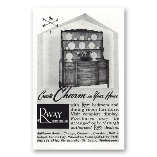 1952 Rway Northern Furniture Create Charm in Your Home Vintage Magazine Print Ad