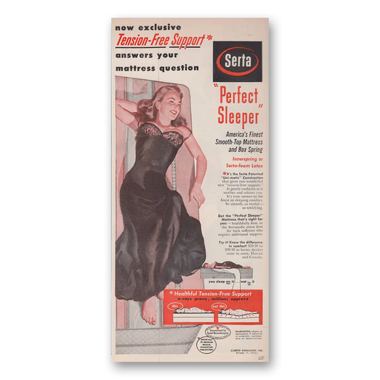 1952 Serta Mattress Perfect Sleeper Vintage Magazine Print Ad