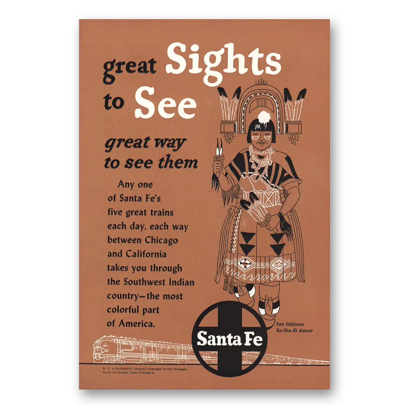 1952 Santa Fe Railway Great Sights to See San Ildefonso Vintage Magazine Print Ad