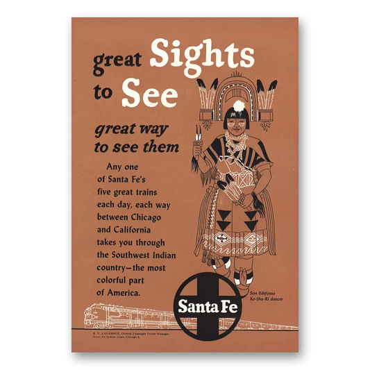 1952 Santa Fe Railway Great Sights to See San Ildefonso Vintage Magazine Print Ad