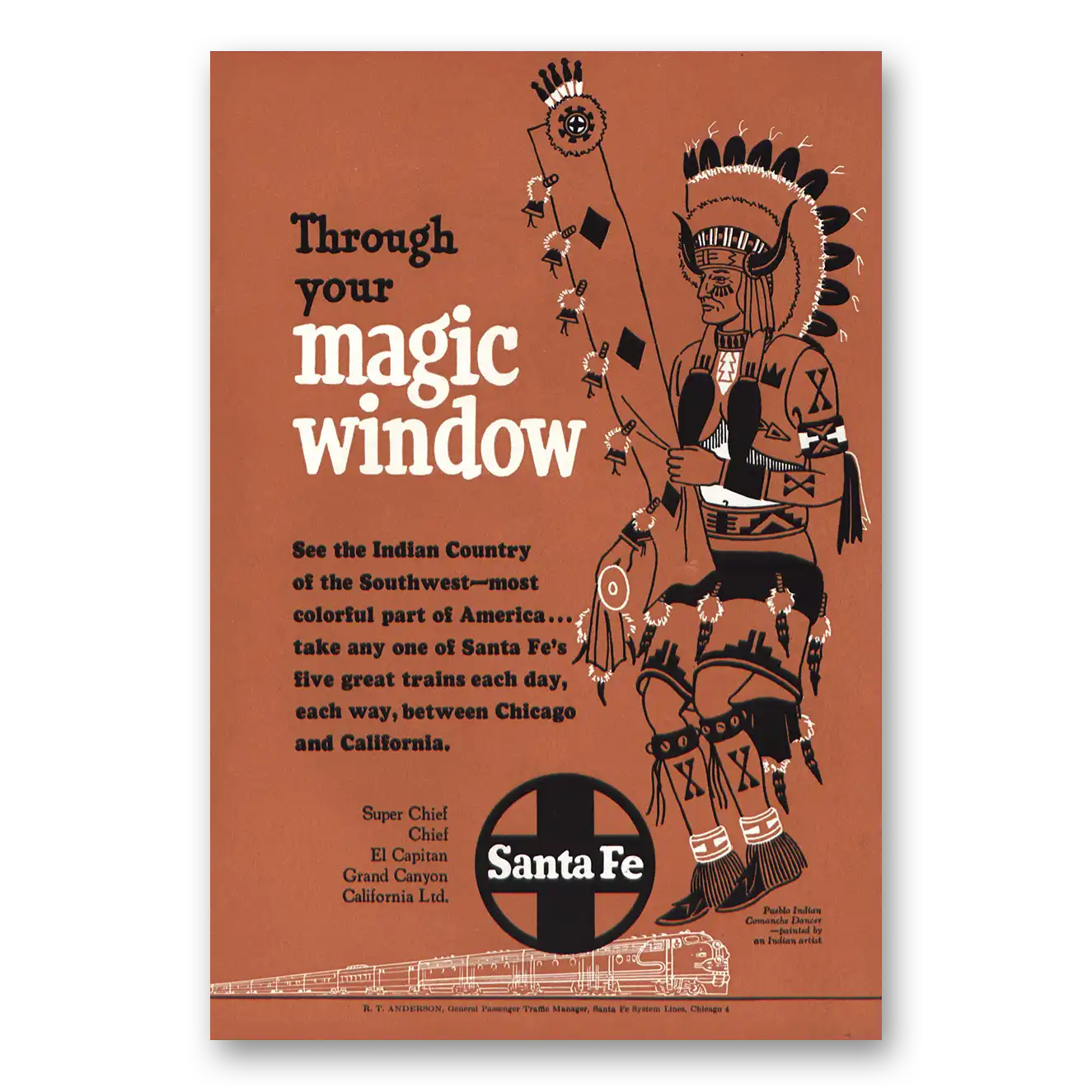 1952 Santa Fe Railway Through your Magic Window Vintage Magazine Print Ad