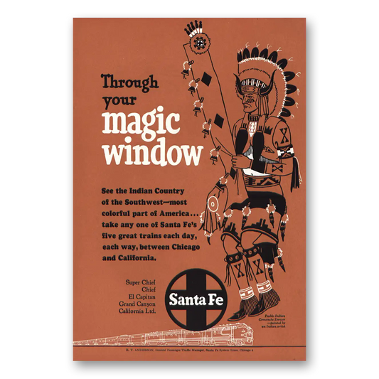 1952 Santa Fe Railway Through your Magic Window Vintage Magazine Print Ad