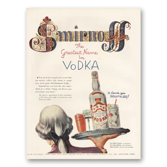 1952 Smirnoff Greatest Name In Vodka Vintage Magazine Print Ad