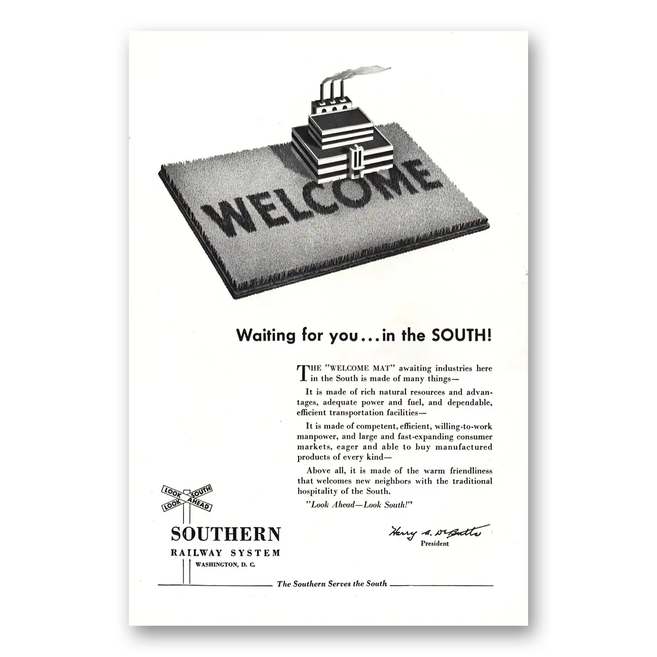 1952 Southern Railway Welcome Waiting for You in the South Vintage Magazine Print Ad