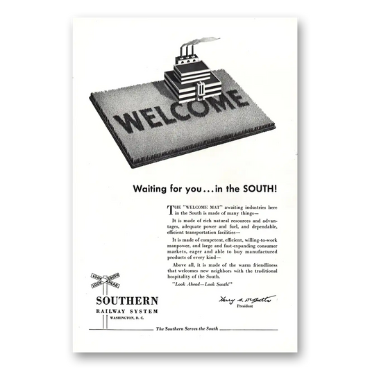 1952 Southern Railway Welcome Waiting for You in the South Vintage Magazine Print Ad