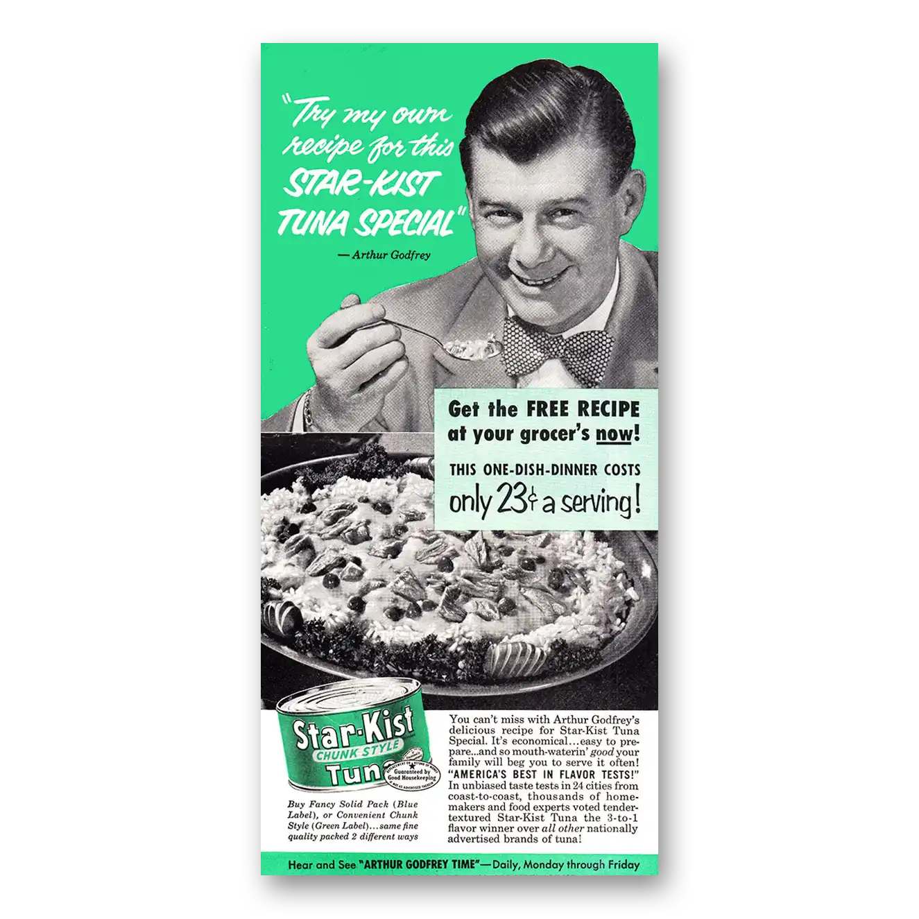 1952 Star Kist Tuna Arthur Godfrey Vintage Magazine Print Ad