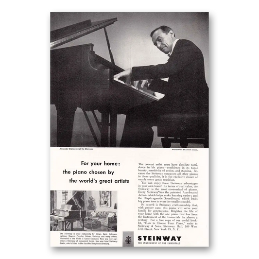 1952 Steinway Piano Alexander Brailowsky Vintage Magazine Print Ad