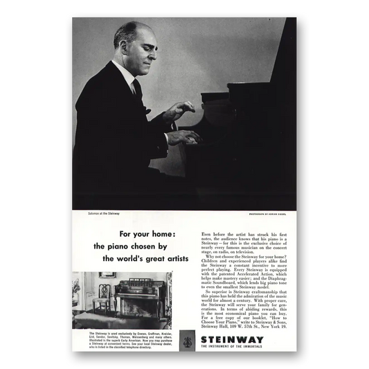 1952 Steinway Piano Solomon Vintage Magazine Print Ad