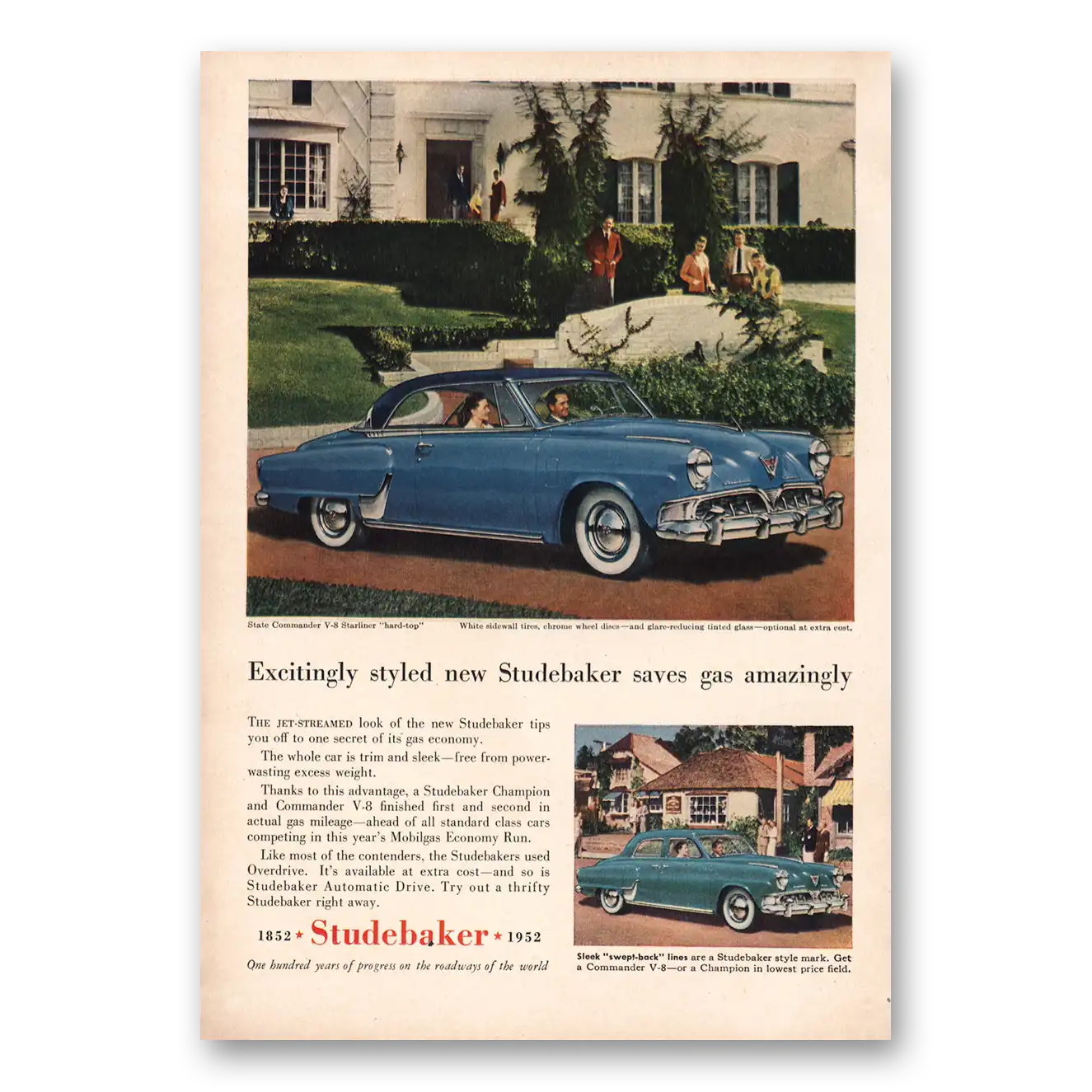 1952 Studebaker Excitingly Styled Vintage Magazine Print Ad