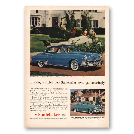 1952 Studebaker Excitingly Styled Vintage Magazine Print Ad