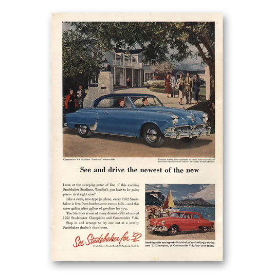 1952 Studebaker Newest of the New Vintage Magazine Print Ad