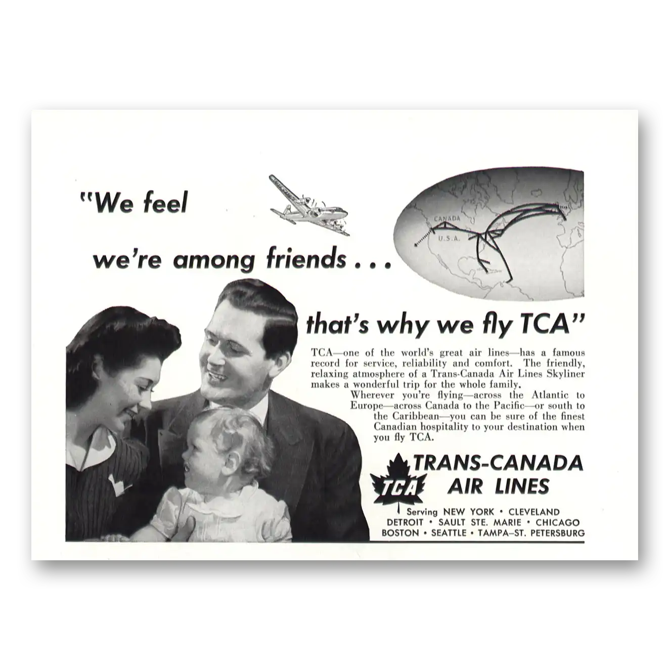 1952 TCA Air Canada Among Friends Vintage Magazine Print Ad